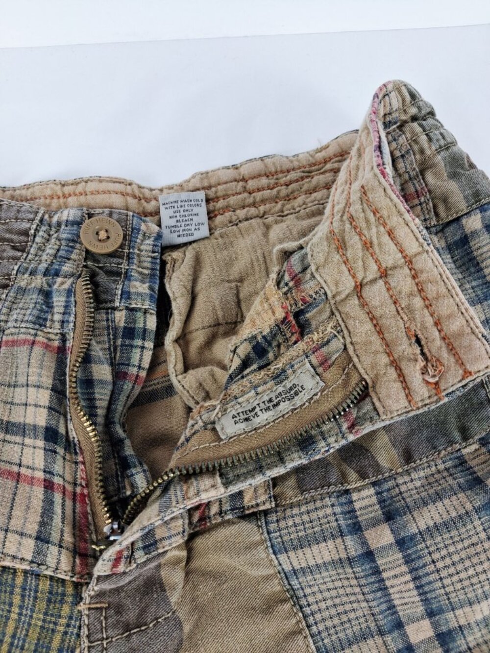 Ruff Hewn Plaid Patchwork Cotton Shorts Men’s Size 34 (read) Casual - Picture 8 of 9